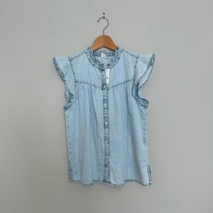 Gap Ruffle Button Front Top